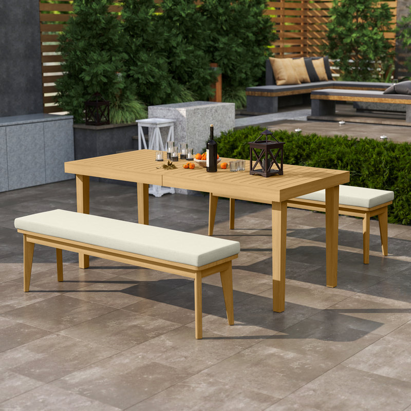 Banc de salle à manger en bois massif avec coussin Itzabelle