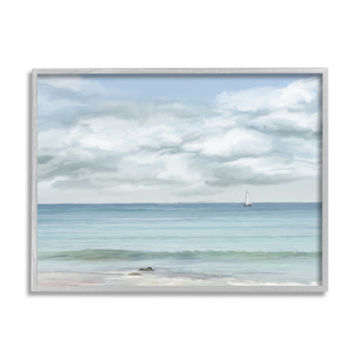 Distant voilier nuageux, art de la giclée encadrée par Ramona Murdock