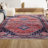 Lesandra Geometric Medallions Machine-Washable Terracotta/Navy Rug-1819636233