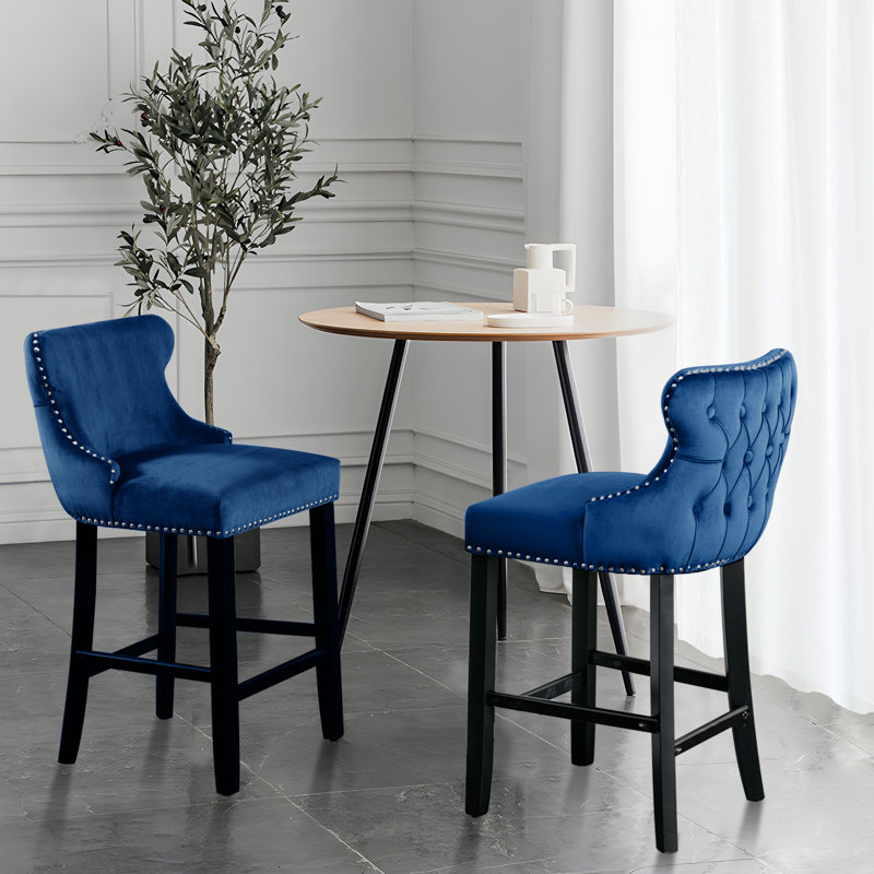 Tabouret de comptoir 26,7 po Kaimana, Velours bleu