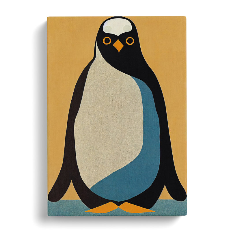 Retro Penguin Art No.3 - Wrapped Canvas, 76cm H x 50cm W x 3cm D