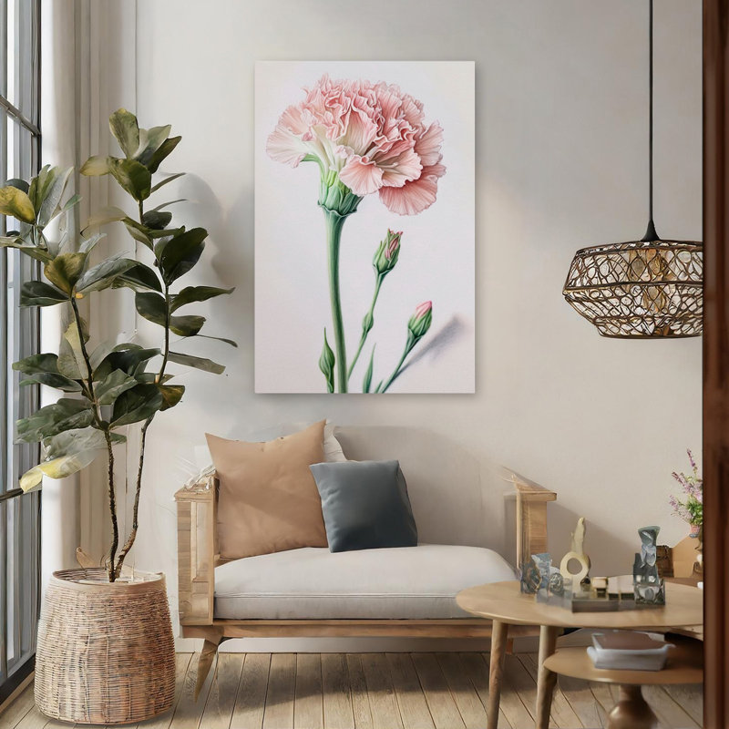 Œillets rose poudré - Art floral, H 48 po x l 32 po