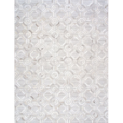 Galaxy Geometric Cowhide Silver/Grey Area Rug