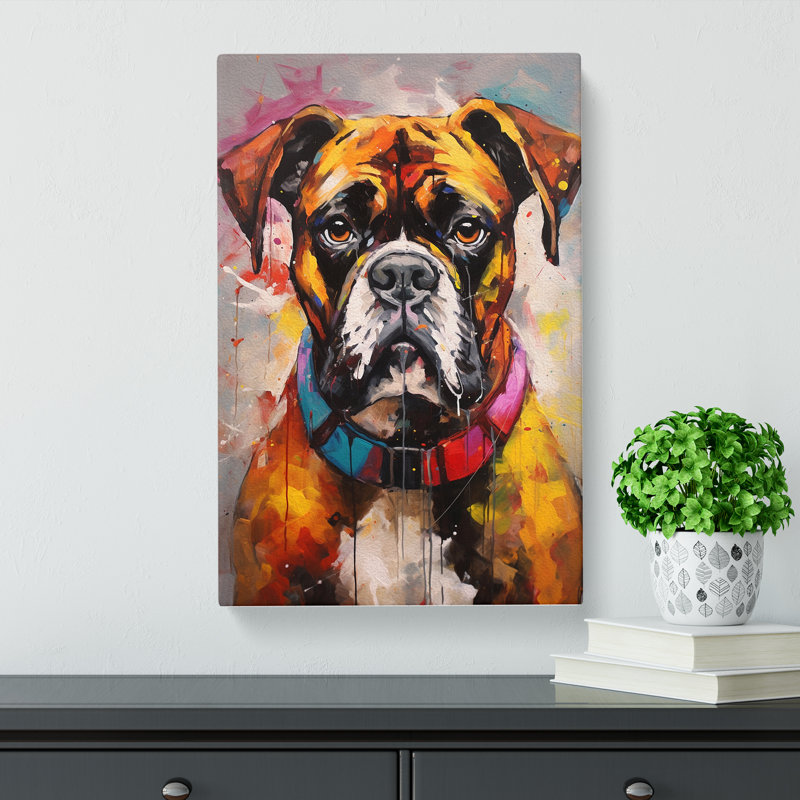 Boxer Dog Hard Edge No.2 - Print on Canvas, 60cm H x 40cm W x 3cm D