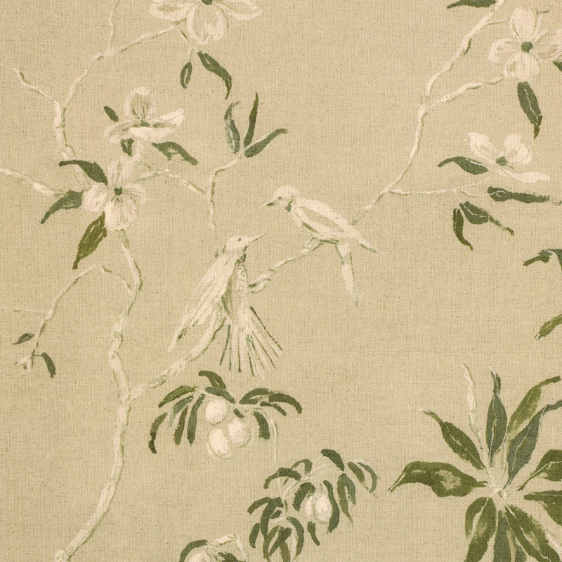Linen Chinoiserie Painting by Laurel-Dawn Latshaw, 41" H x 60" W