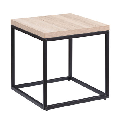 Industrial Square Side Table with Shelf Storage