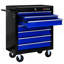 Chariot à outils multifonctionnel avec 7 roulettes - noir et bleu