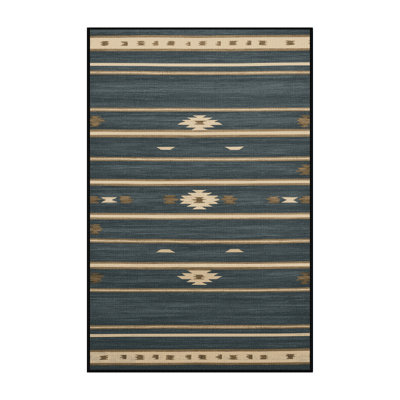 Washable Slate Ivory Striped Area Rug