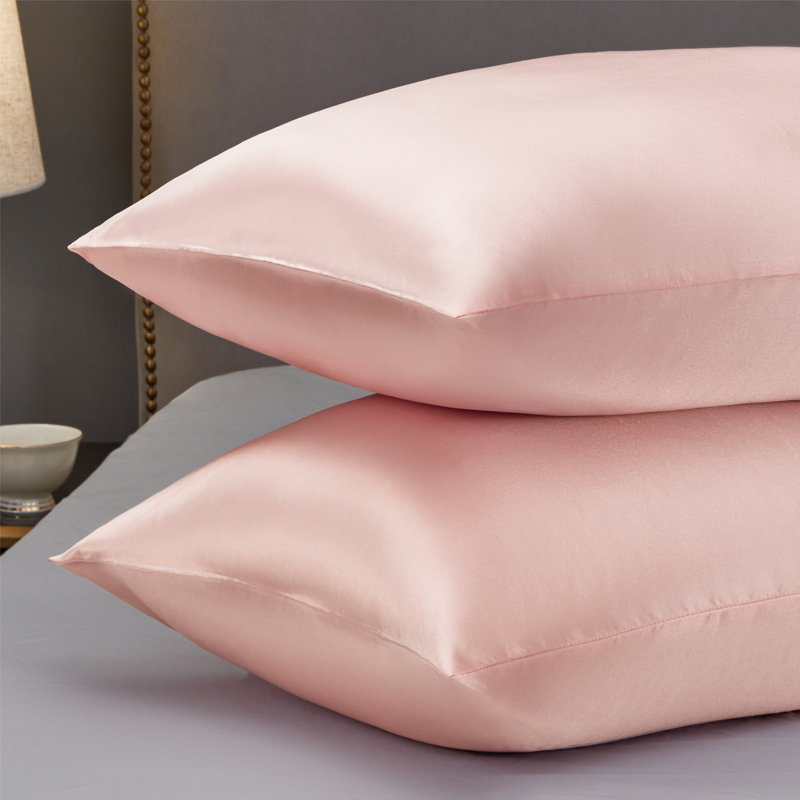Satin Pillowcase Set of 2, 300 Thread Count , Gray Sand, Coral, Standard Pillow Case
