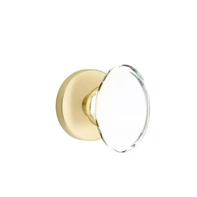 Emtek Passage Interior Mortise Set w/ Disk Rosette & Hampton Glass Knob (LH)