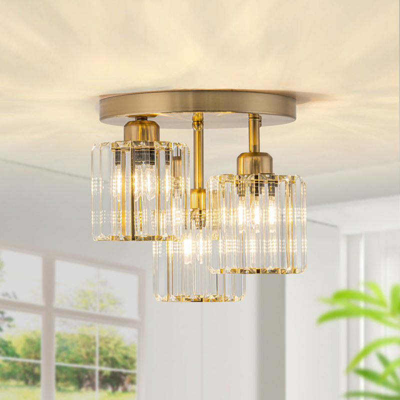 Plafonnier semi-encastré 3 lumières, Gold