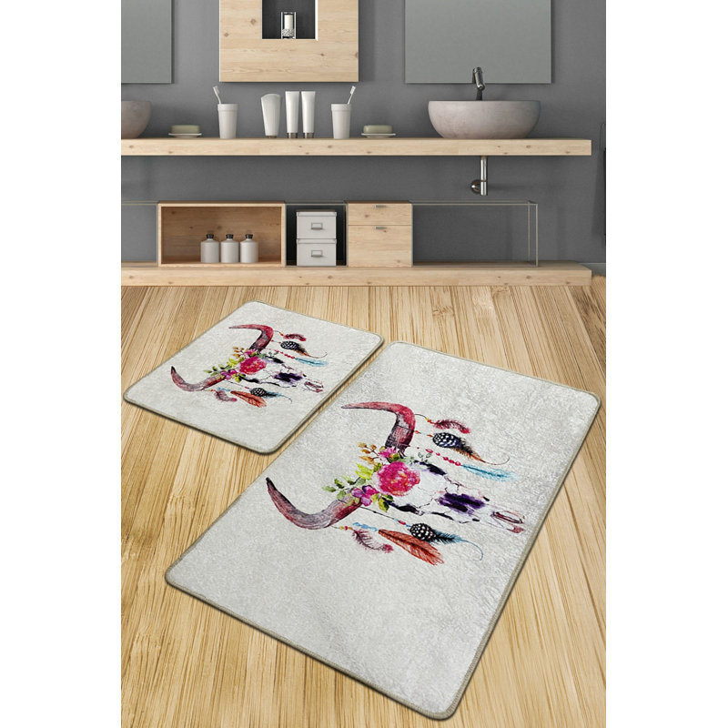 Ensemble de tapis de bain antibactérien (2 pièces), 100% polyester, 23,6 po x 39,4 po et 19,7 po x 23,6 po | Dessous antidérapant, 700 g / m² | Lavable à la machine, séchage rapide, idéal pour la sécurité et le confort de la salle de bain
