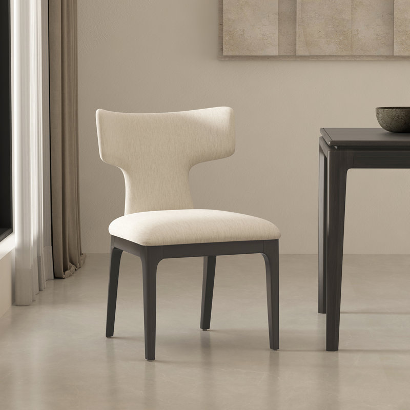 Chaise d'appoint de salle à manger en bois de hêtre Eloria, Crème