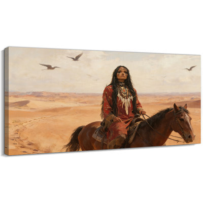Art amérindien sur toile, reproduction d'art indien sur toile, scène équestre du désert, impressions sur toile tendue pour salon, décoration murale, prête à être accrochée, affiche, 12 po x 24 po