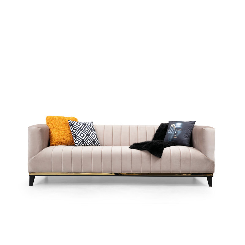 Canapé rembourré 87,4 po Gérone, 100 % polyester beige