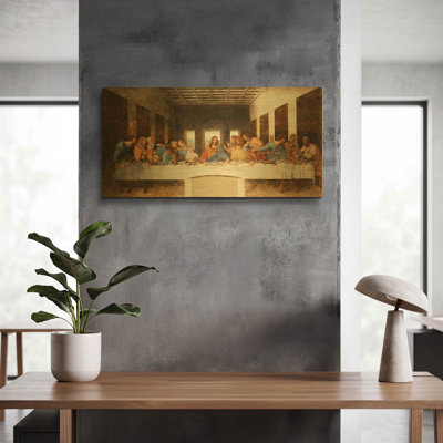 «The_Last_Supper _-_ Leonardo_Da_Vinc_COLOR CORRECTÉ» par Leonardo Da Vinci, art mural en métal doré, 24 po x 12 po