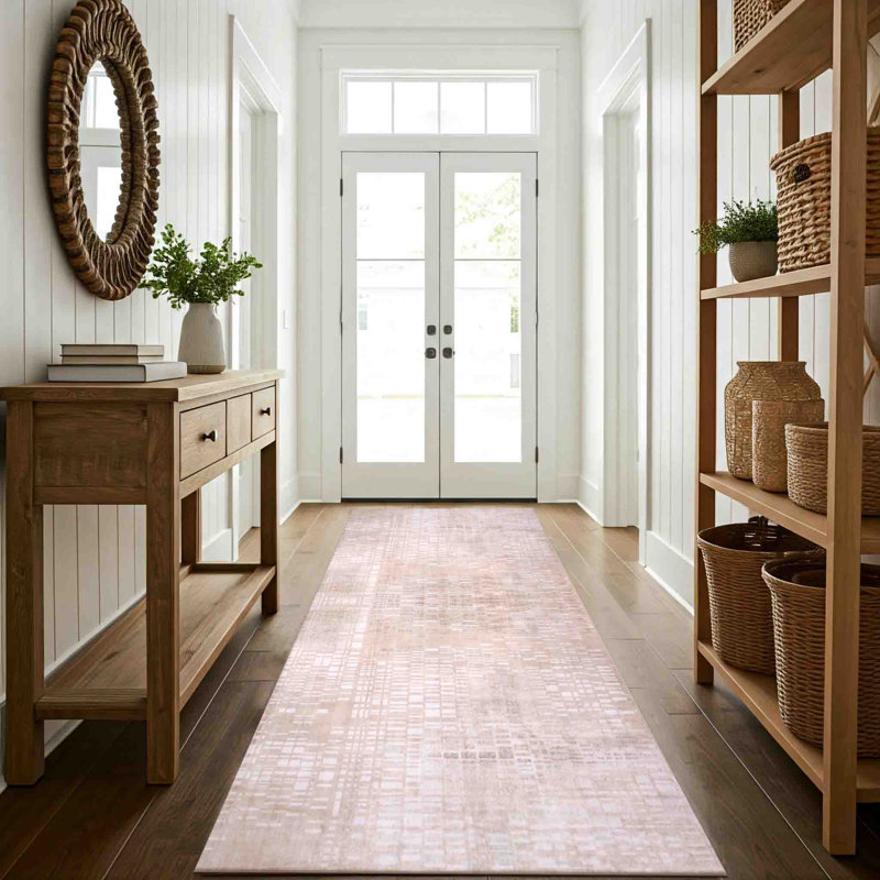 Bungalow Rose Beige Machine Washable Area Rug – Non-Slip, Stain Resistant, GRS Certified, for Bedroom, Living & Dining