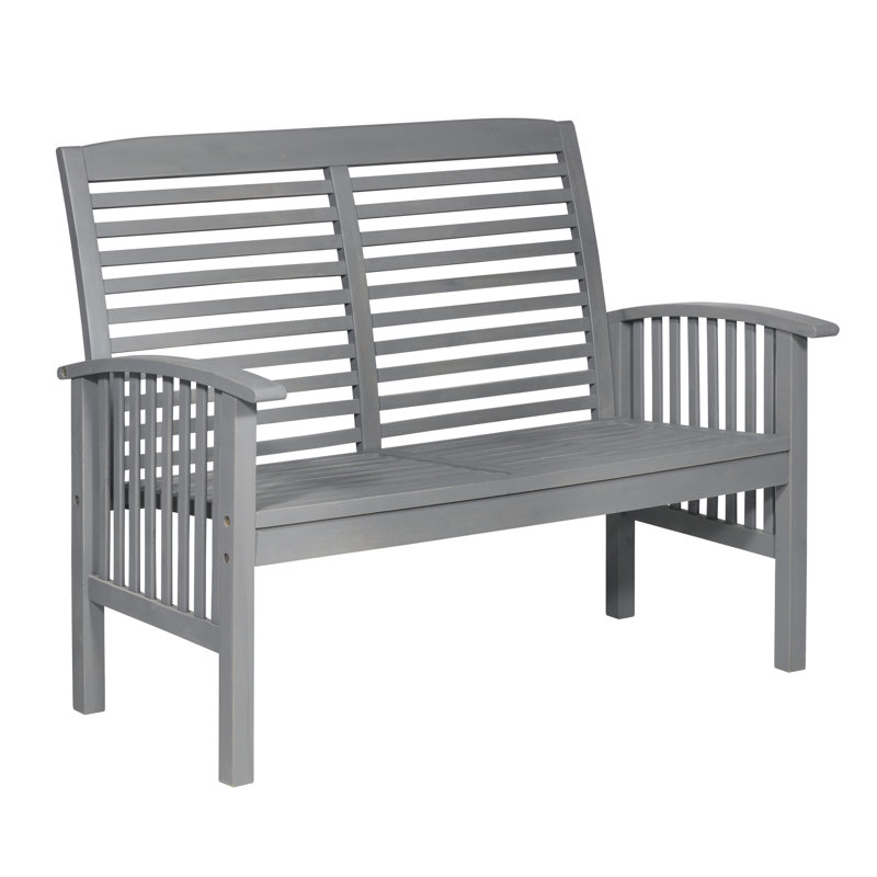 Solid Wood Acacia Outdoor Bench, Grey Wash