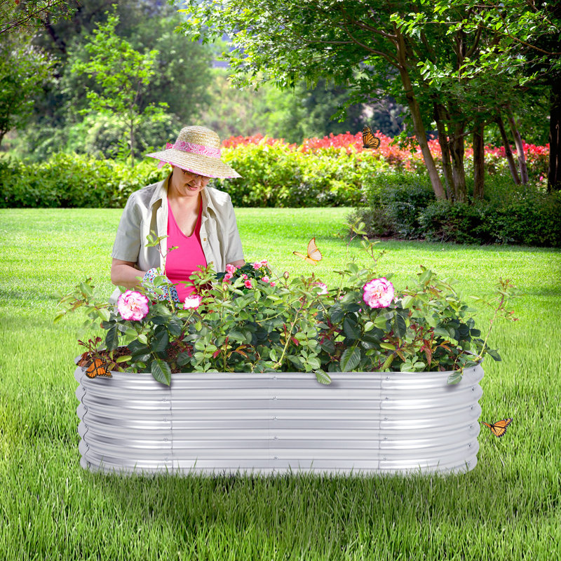 Lit de jardin surélevé galvanisé argent, H 17 po x l 63 po x P 32 po