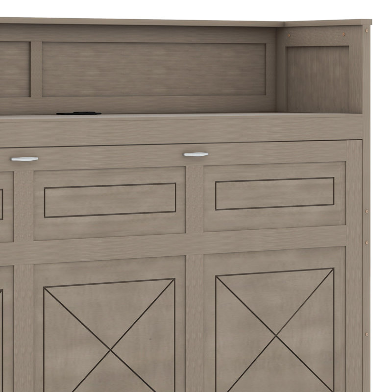Murphy Bed With Desk, Gray Wash