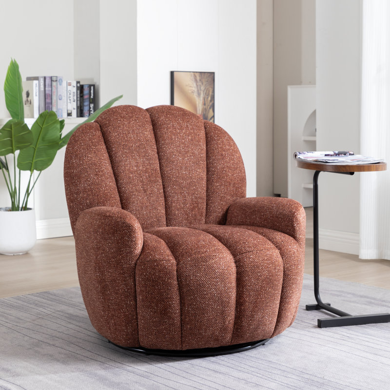 Broderic Petal Tufted Swivel Armchair, Orange