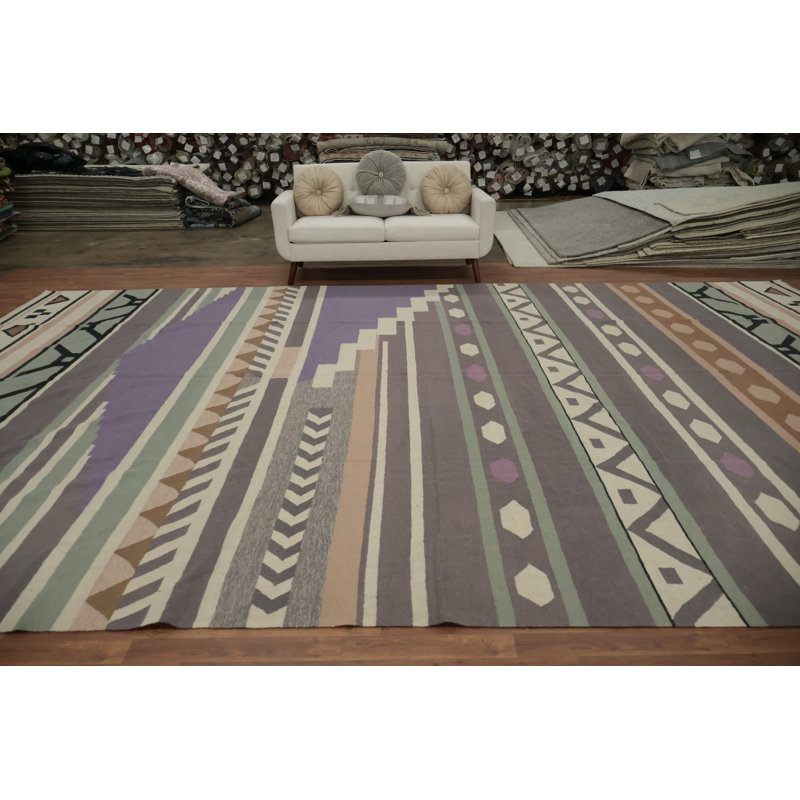 Tapis rayé en laine Kilim