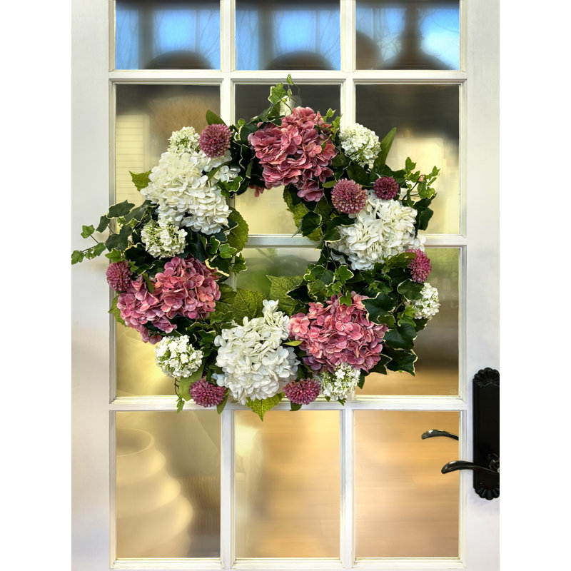 24" Spring Wreath and Centerpiece with Dahlias and Hydrangeas