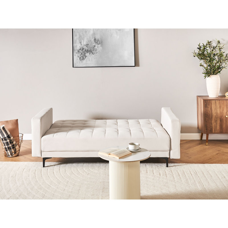 Chmura 3 Seater Velvet Sofa Bed, Beige