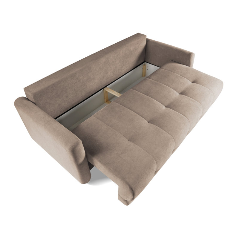 3 Seater Velvet Sofa Bed, Beige