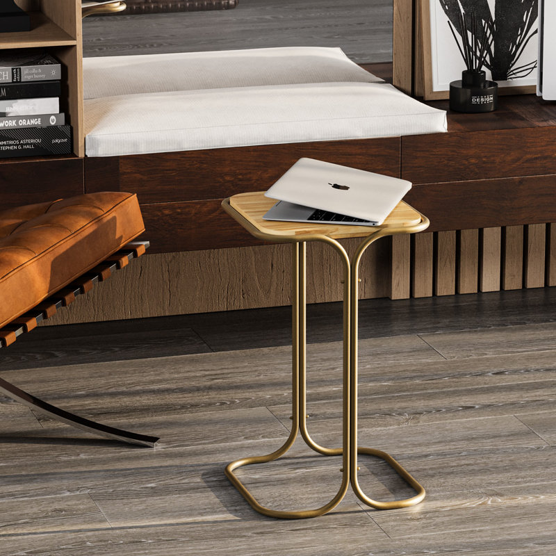 Glorias End Table, Natural, Gold