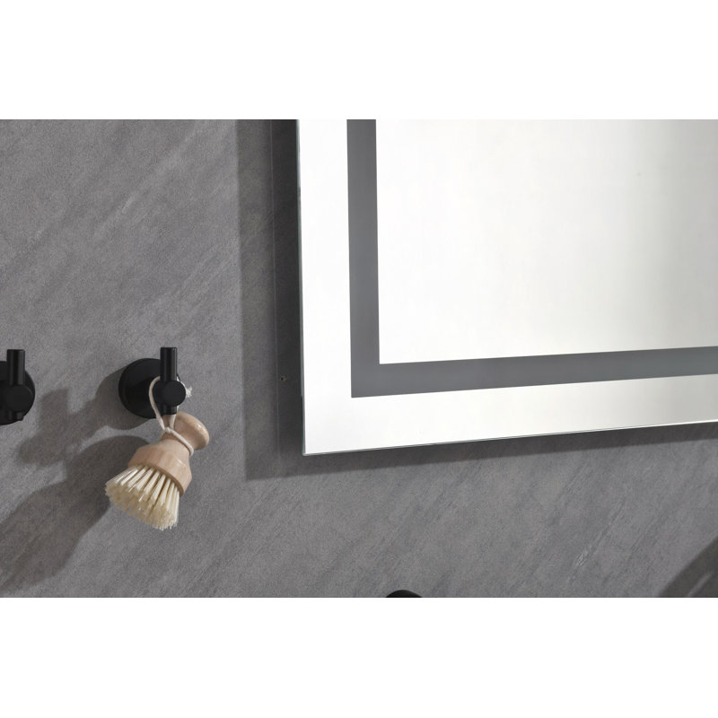 Miroir de salle de bain 84 po x 48 po à DEL avec façade et rétroéclairage, miroir de meuble-lavabo mural, anti-buée, mémoire, 3 couleurs, réglable en continu