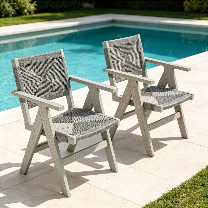 Chaise de salle à manger d'extérieur 2 pièces 2 pièces, LIGHT GREY