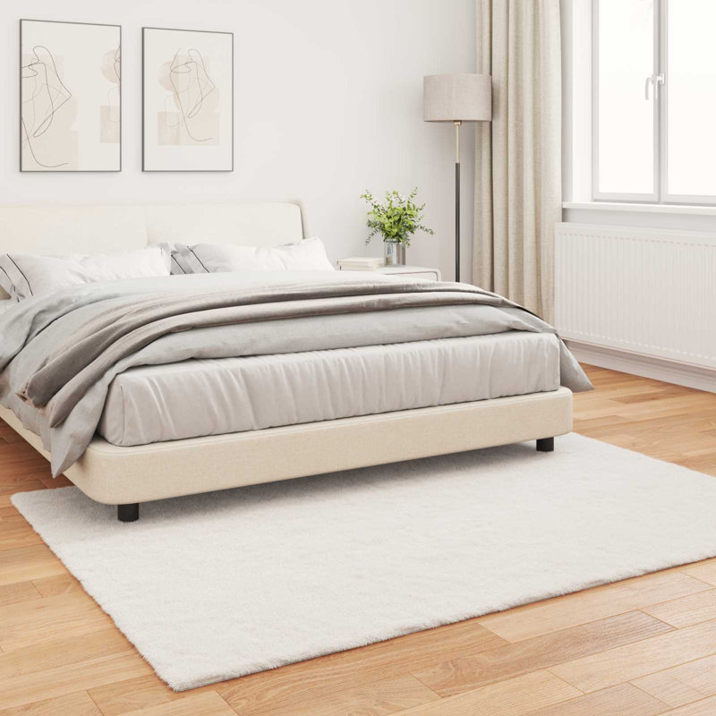  Faux Rabbit Fur Rug Olite Polyester, Cream, Square 160 cm
