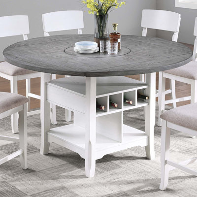 Dining Room / 1Pc Counter Height Table With Built In Lazy Suzan Storage Shelf Dining Table Bottom Functional Kitchen Table