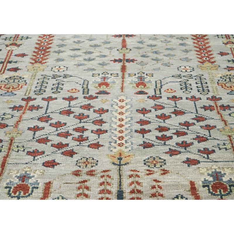 Tapis transitionnel en laine noué à la main de couleur ardoise noué à la main 10 pi 1 po x 14 pi Oushak, Orange