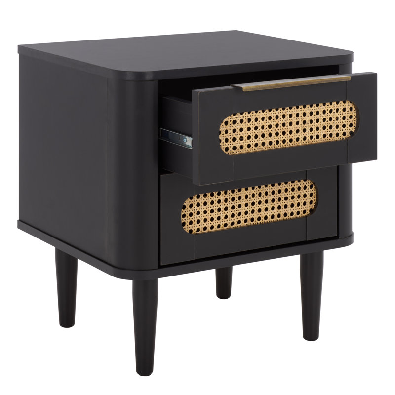Brey 2 Drawer Nightstand, Black