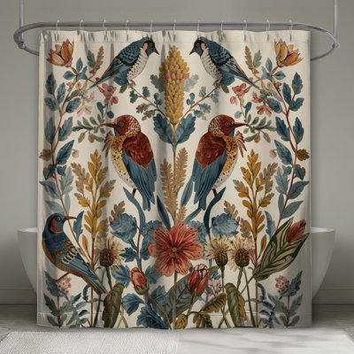 Birds And Wildflowers Shower Curtains Extra Long