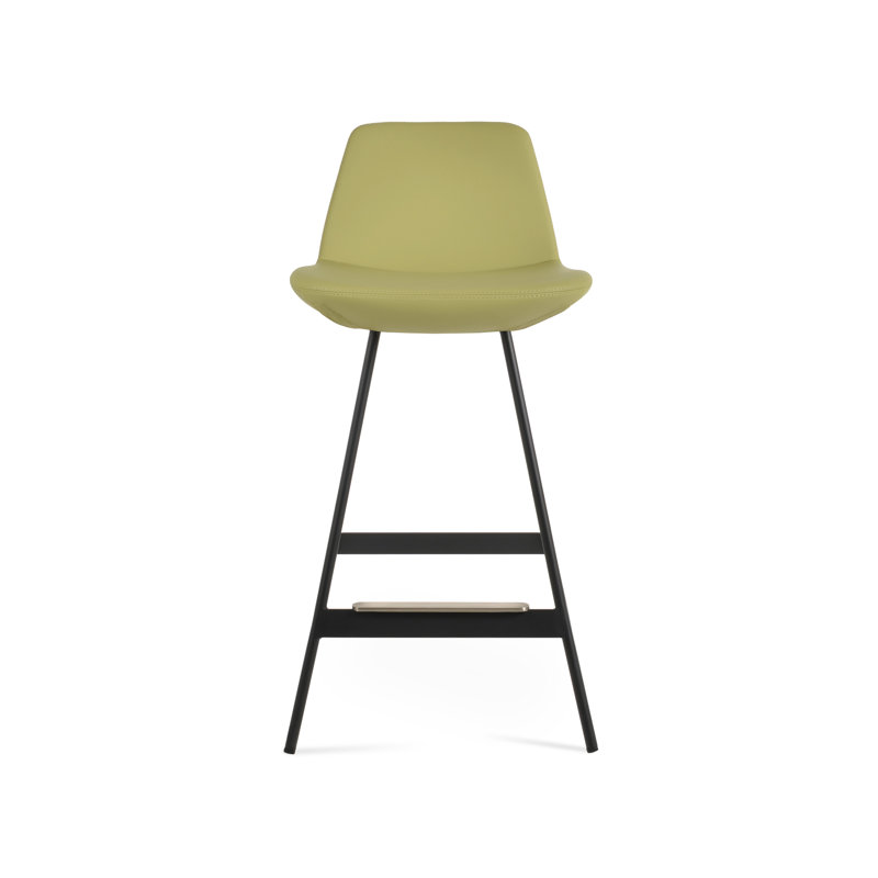 Tabouret Pera Balat, Similicuir vert PPM, Acier Inoxydable, Tabouret de bar (siège d'une hauteur de 29 po)