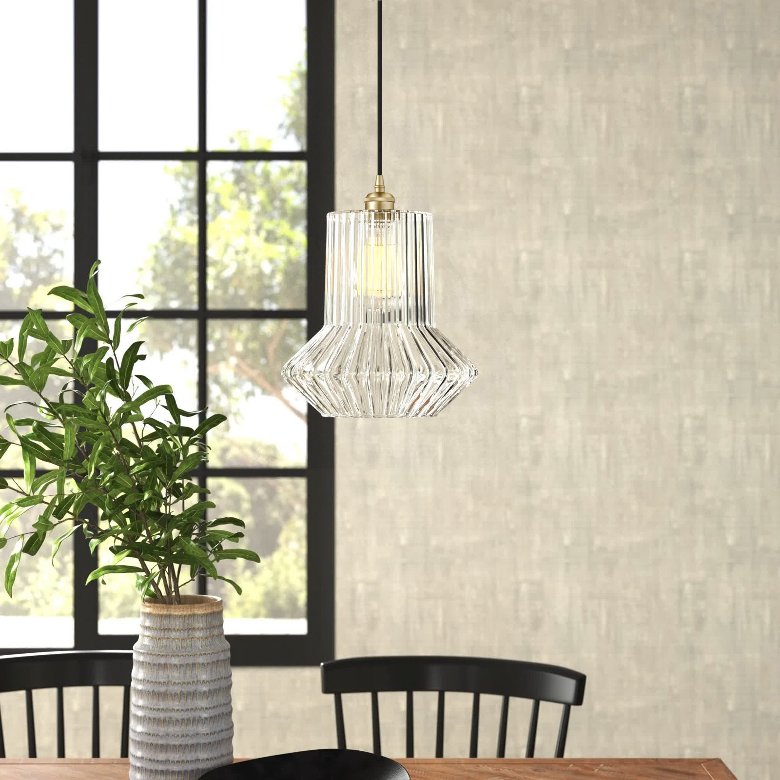 Montrose Single Light Glass Dimmable Pendant, Satin Gold, LED