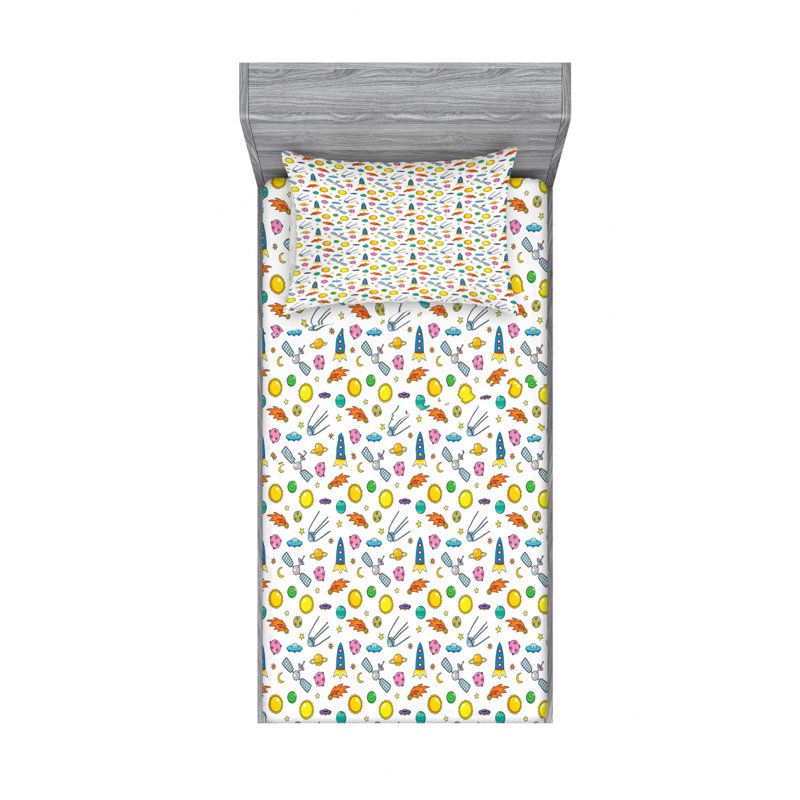 Microfiber Floral Sheet Set, Twin XL Sheet Set + Fitted Sheet + 1 Pillowcase, Yellow Floral