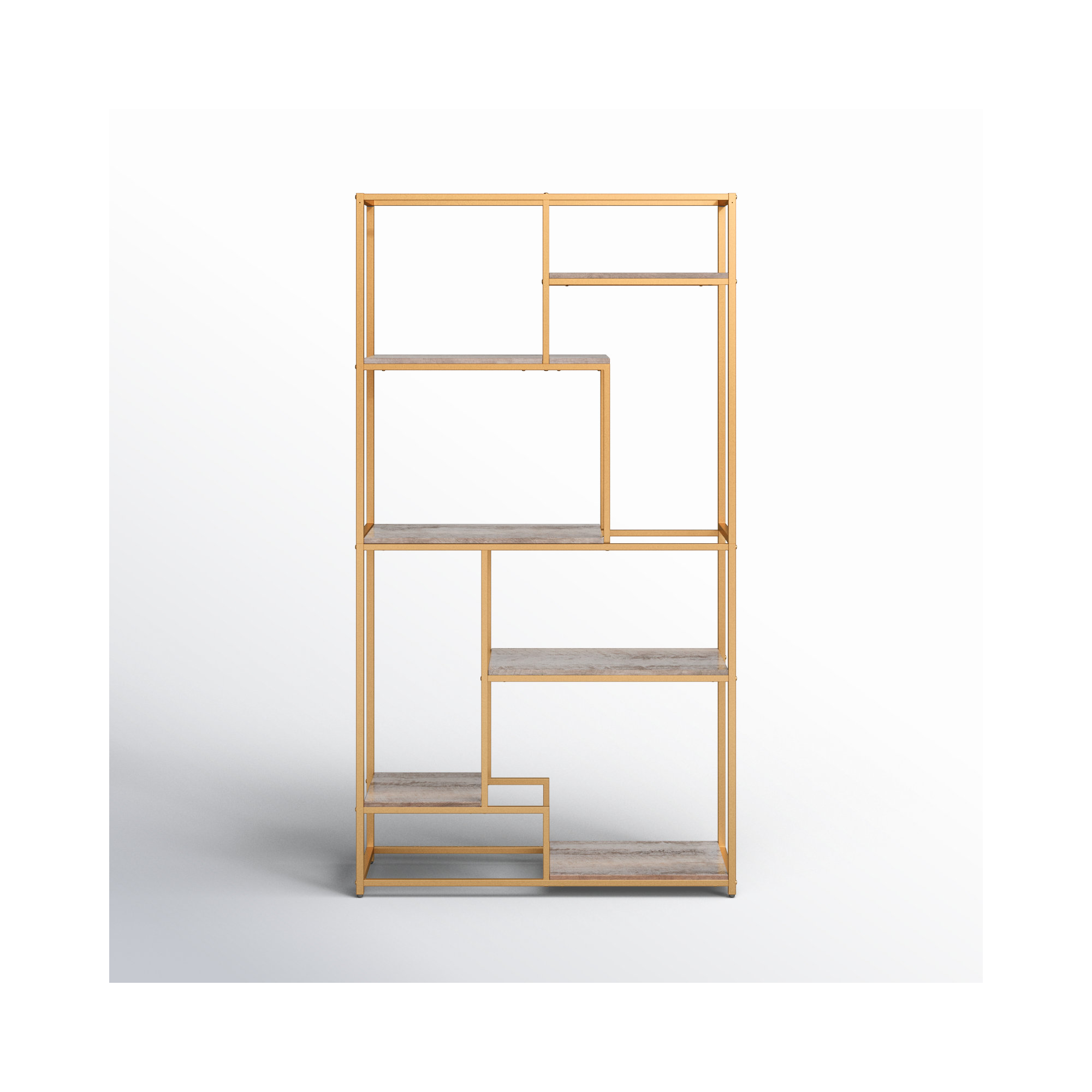 Keiden Narrow Etagere Bookcase, Gold