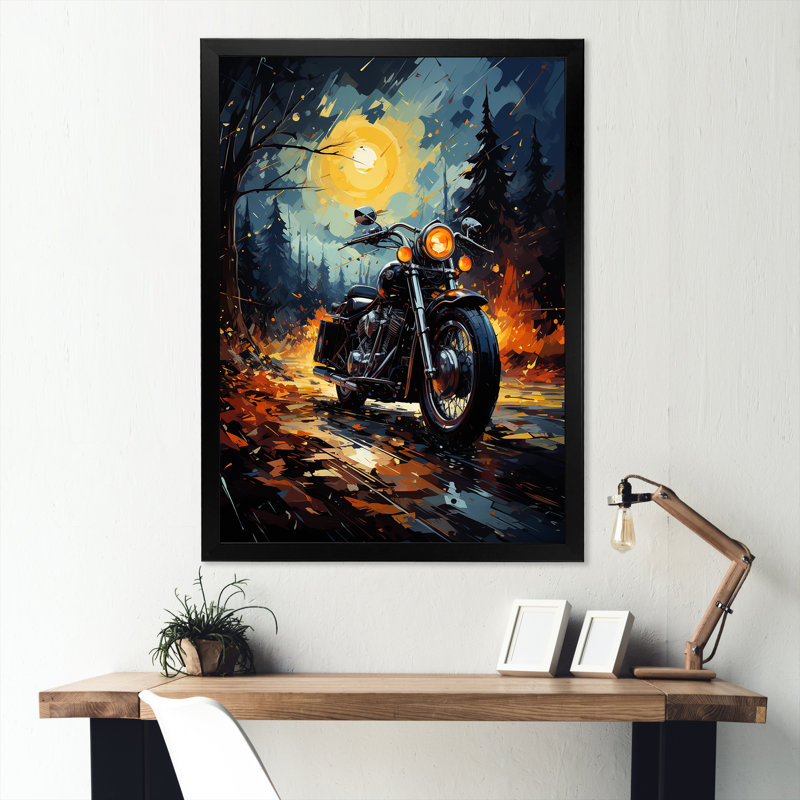«Vintage Durty Bike Memory On The Road II», Cadre simple noir, H 32 po x l 16 po x P 1 po