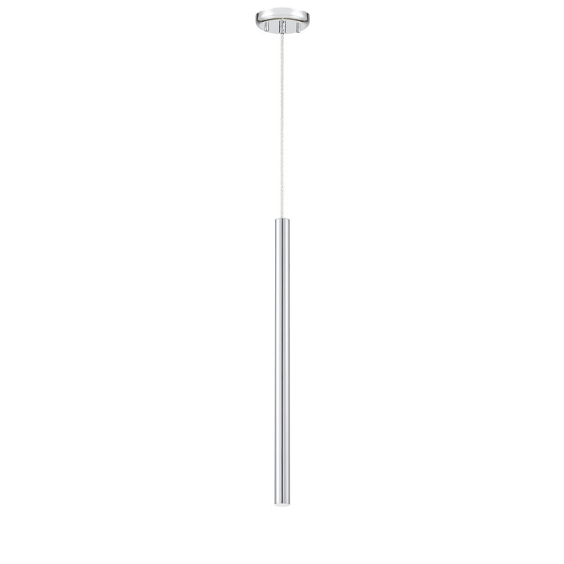 Bowning 1 - Light LED Single Pendant, Chrome, 24" H x 1.25" W x 1.25" D