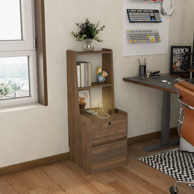 Table de chevet avec station de charge, table de chevet intelligente avec veilleuse, table de chevet moderne avec bibliothèque, tables de chevet avec armoire de rangement pour chambre à coucher, bois