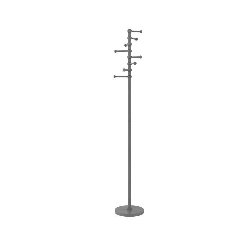Portemanteau autoportant avec six chevilles pivotantes, Gris mat