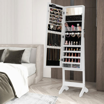 Armoire à bijoux à miroir avec 20 lumières chaudes et 4 angles inclinables