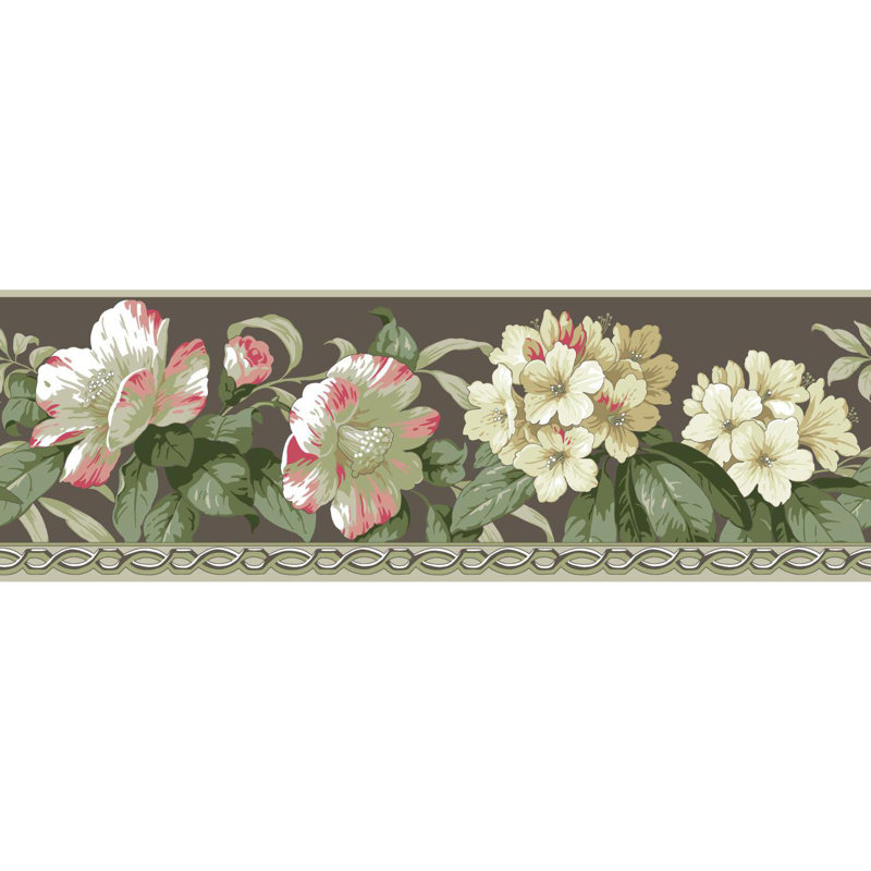 Kasye Pre-Pasted Vinyl Floral, Taupe/Red