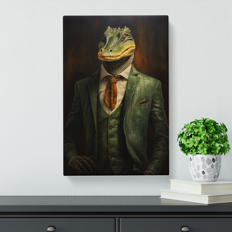 Alligator In A Suit No.3 - No Frame Print, 60cm H x 40cm W x 3cm D