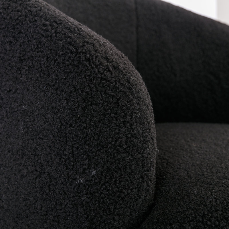 Teddy Fabric Swivel Accent Armchair Barrel Chair With Powder Coating Metal For Comfortable And Rotating Seating In Various Rooms