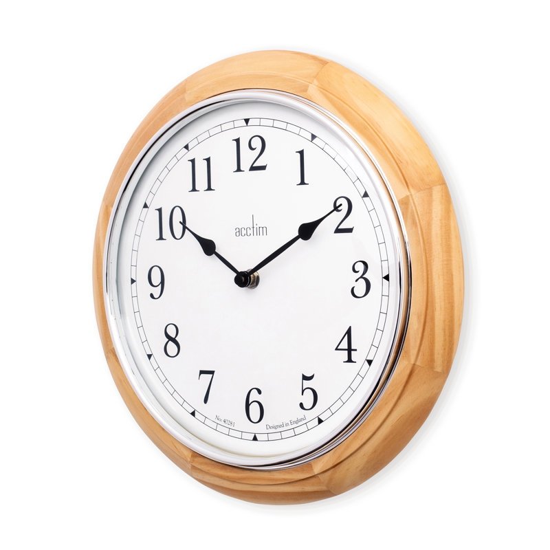 Acctim Winchester Wall Clock Quartz Crafted Wood Domed Glass Lens 31.5cm, Light Wood